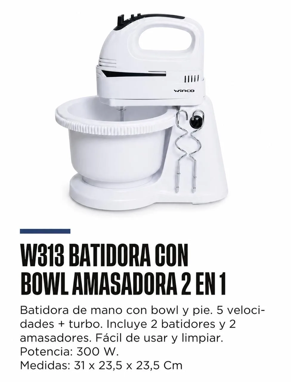 Batidora de mano C/Bowl Winco