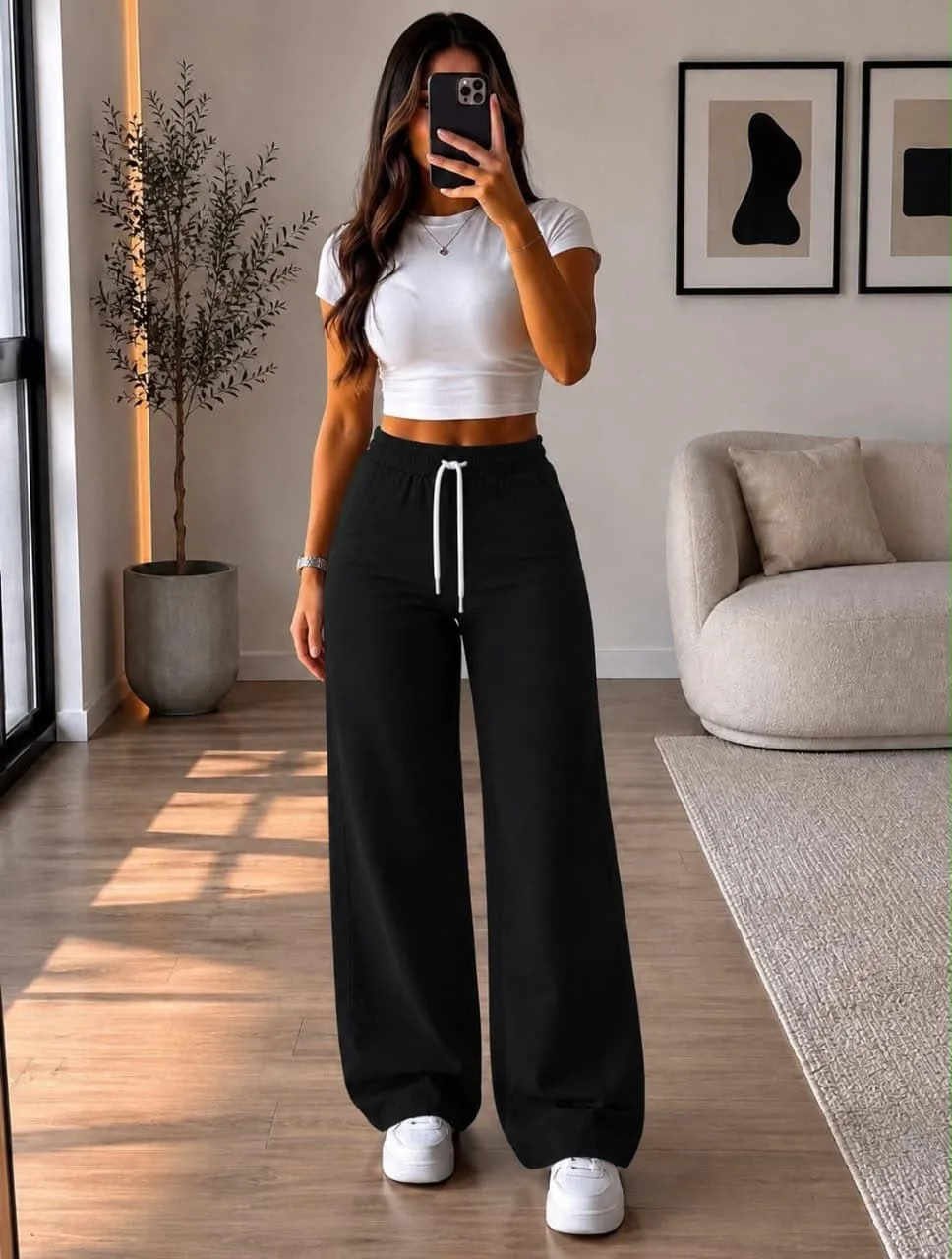 Pantalon Palazzo Con Cordon