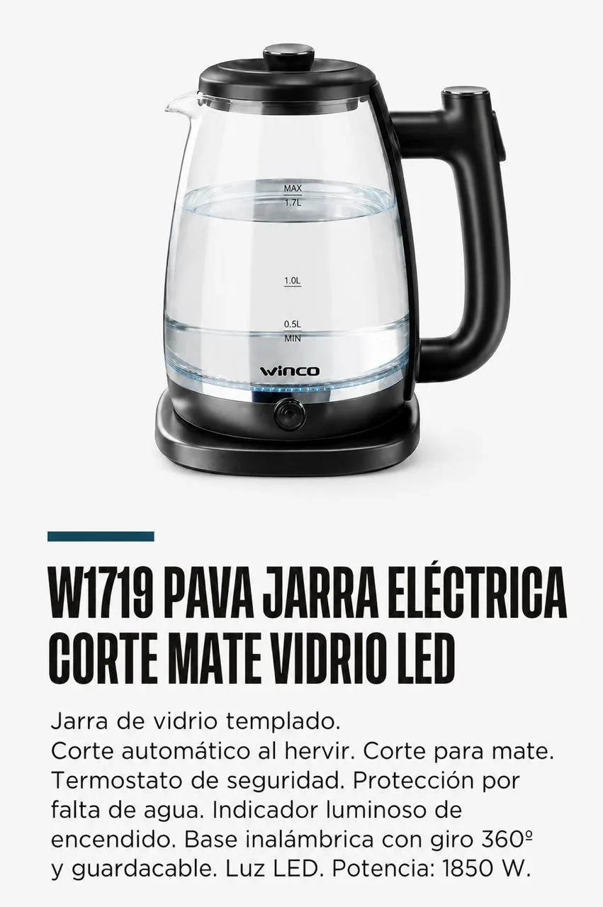 Pava Electrica Vidrio Winco