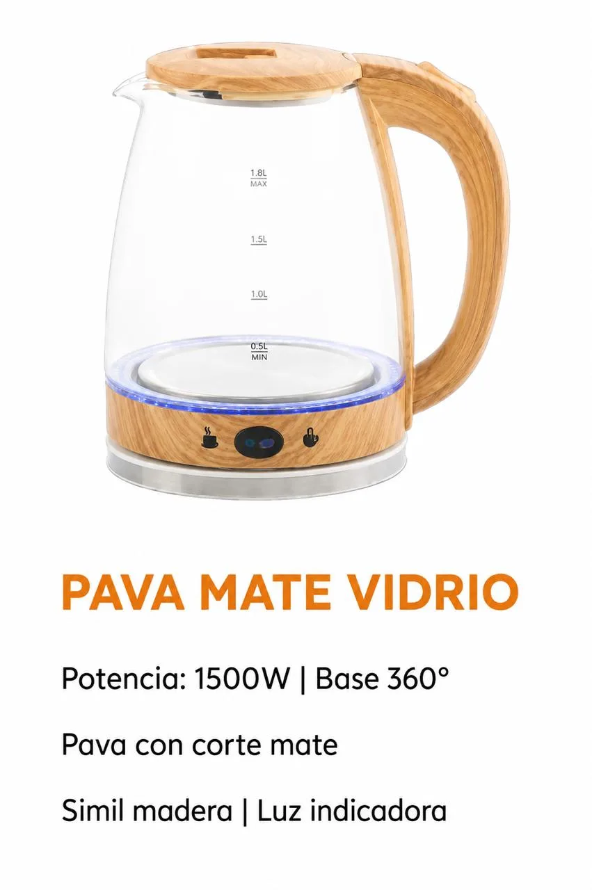 Pava Mate de Vidrio Madera Kanji